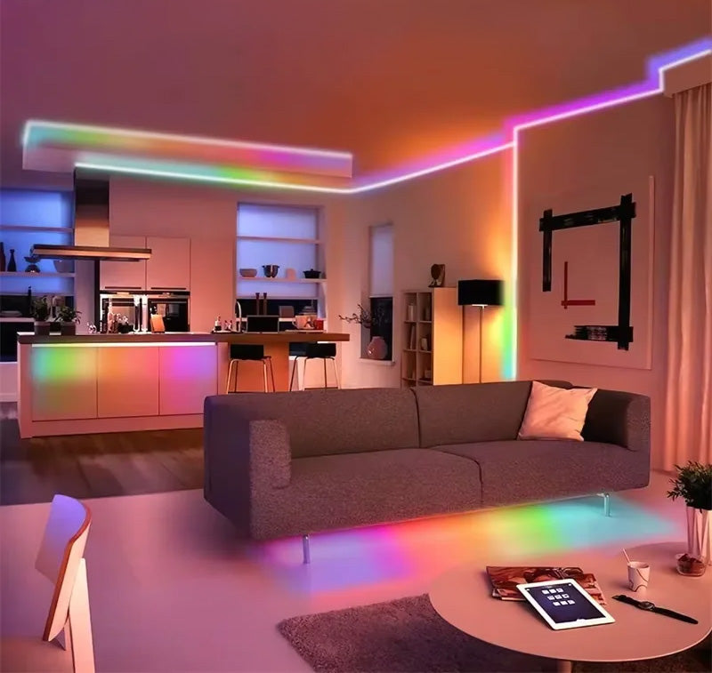 Fita LED RGBIC Neon - Controlo por App, Bluetooth e Comando Fita LED RGBIC Neon - Controlo por App, Bluetooth e Comando